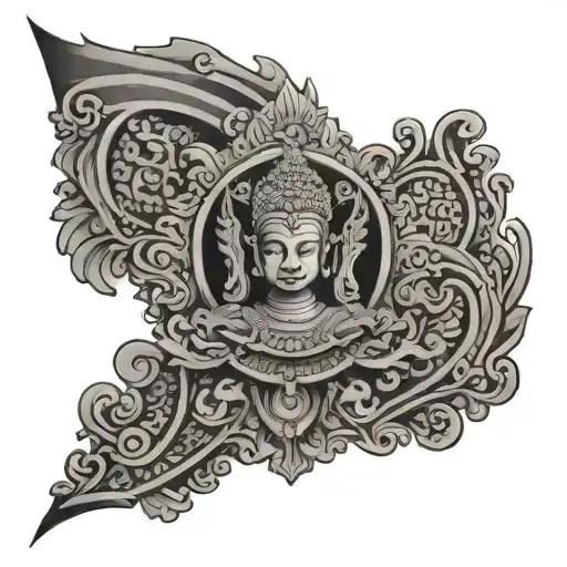 khmer flag morphing tattoo design idea