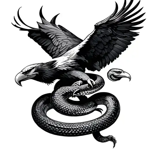eagles and snakes wrapped tattoo design idea