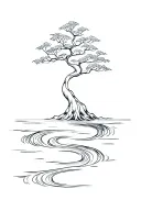 Bodhi tree river flowing tattoo design idea