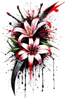 spider lily with dagger piercing tattoo design idea