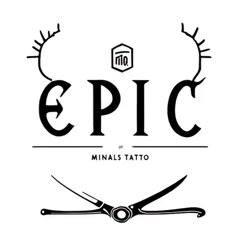 minimalist tattoo with the word Epic and with chef's knives below the word tattoo design idea