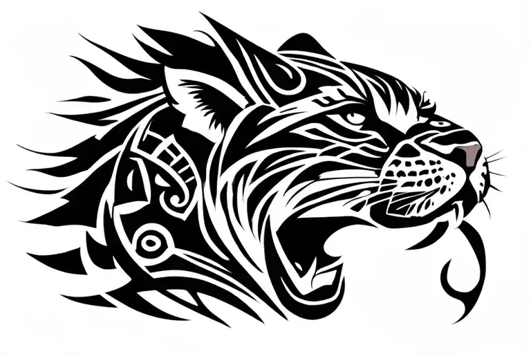 Tumi in the face of a puma in the Inca trilogy tattoo design idea