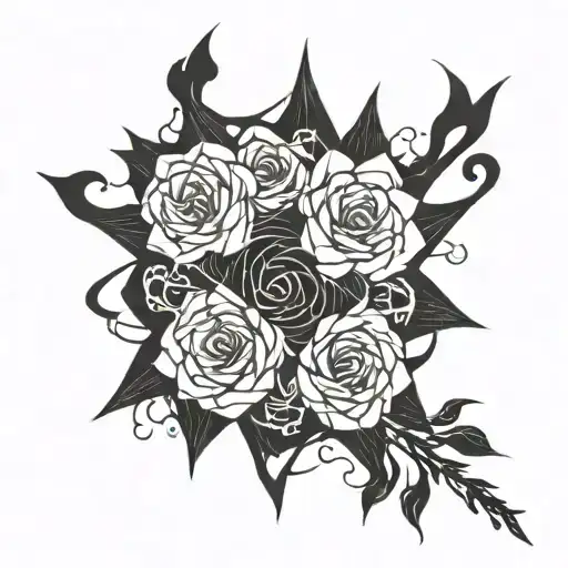 sasuke curse mark with hidden roses intertwined tattoo design idea