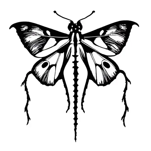 lunar moth with a semi colon in each of the tails tattoo design idea