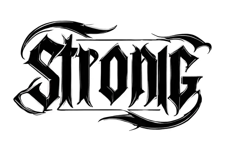 the word strong tattoo design idea