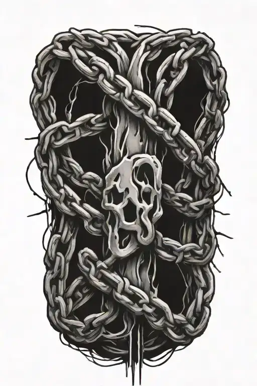 PTSD using symbolic imagery like broken chains tattoo design idea