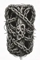 PTSD using symbolic imagery like broken chains tattoo design idea