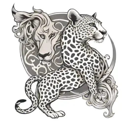 cheetah and Capricorn symbol tattoo design idea