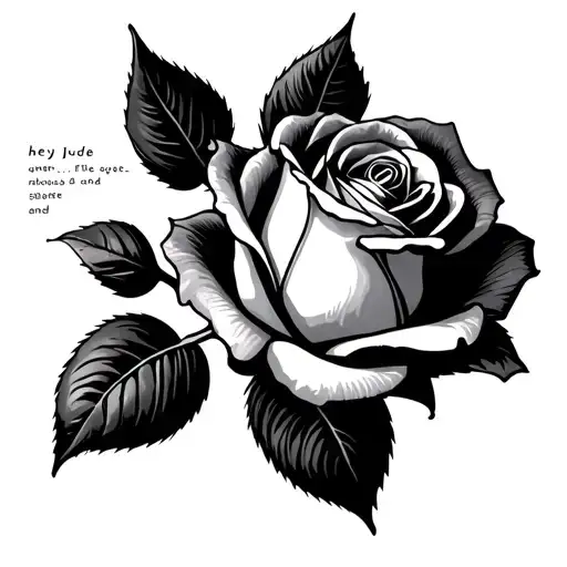 rose with hey Jude lyrics tattoo design idea