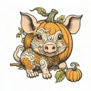A pumpkin with a piglet tattoo design idea