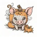 A pumpkin with a piglet tattoo design idea