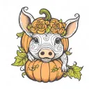 A pumpkin with a piglet tattoo design idea