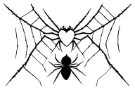 Web and Spider and Heart tattoo design idea
