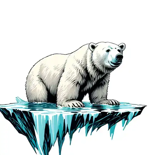 Polar bear floating on an iceberg tattoo design idea
