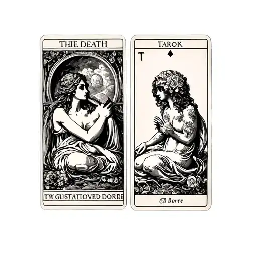 The lovers tarot card but done by gustave doré "the death" tattoo design idea
