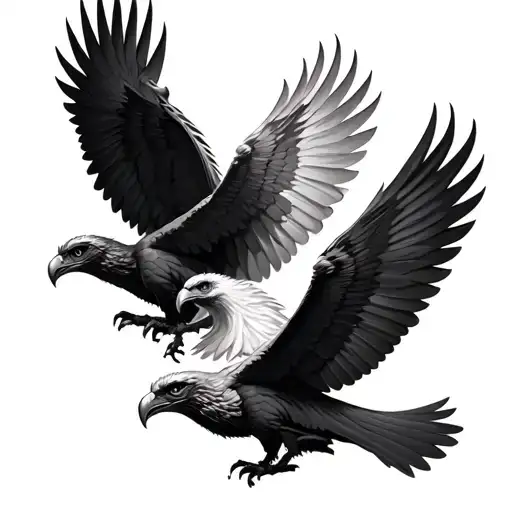 3 griffin flying together tattoo design idea