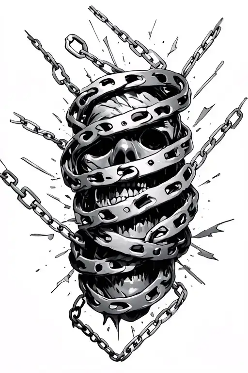 chains wrapped, breaking free your mind tattoo design idea