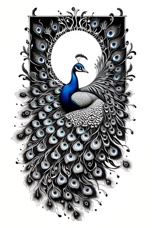 a peacock and the sun tattoo design idea