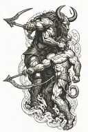 minotaur and archer protecting each other tattoo design idea