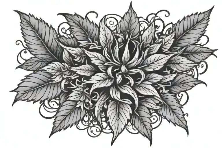 weed throat tattoo with blood tattoo design idea