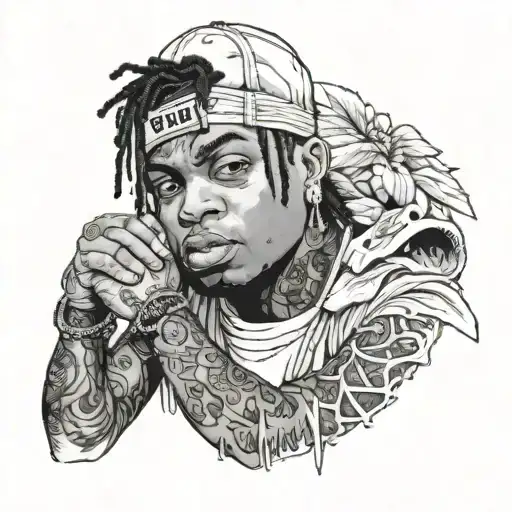 Very rare (ski mask the slump god holding tattoo design idea
