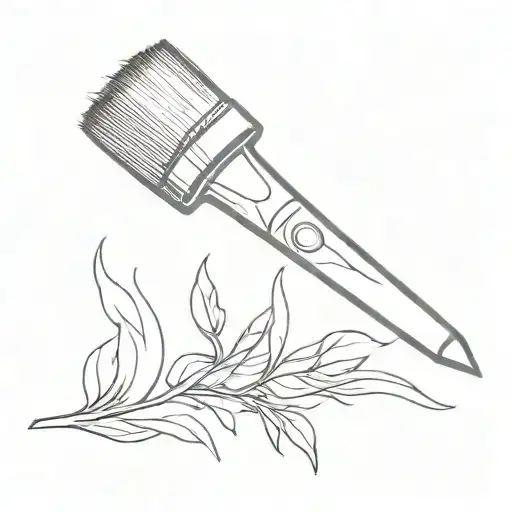 simple sketch of a paintbrush with "Paccen" in the wood grain on the brush  tattoo design idea