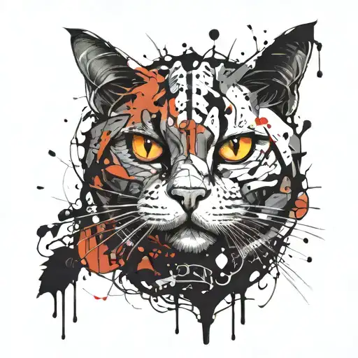 Ghost Cat pumpkin tattoo design idea