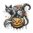Ghost Cat pumpkin tattoo design idea