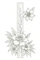 fine line spine tattoo that says let it all work out with flowers coming from the top tattoo design idea