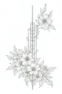 fine line spine tattoo that says let it all work out with flowers coming from the top tattoo design idea