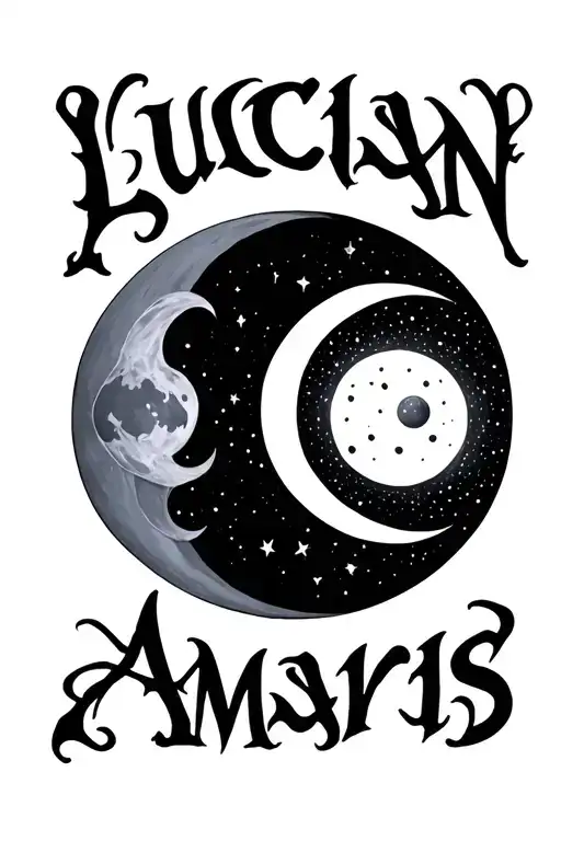 "Lucian Amaris" Half Moon phases forming the shape tattoo design idea