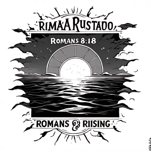 "Romans 8:18" sun rising tattoo design idea