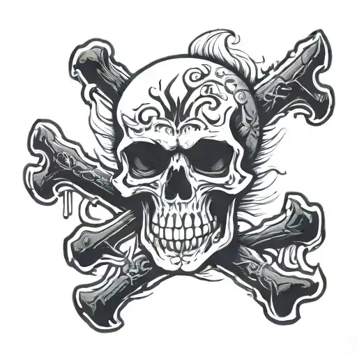 skull n crossbones full moon tattoo design idea