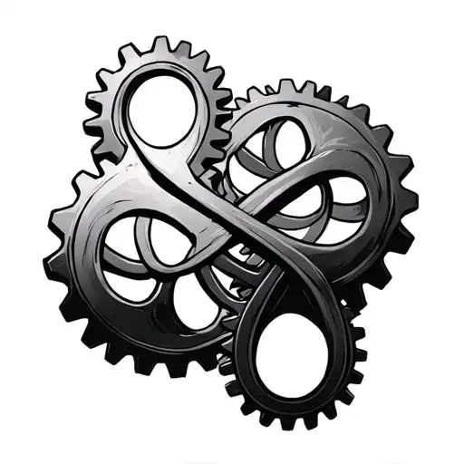 gears infinity symbol intertwined Owen and Ryleigh  tattoo design idea