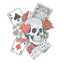dice, casino, cards, skull, revolver,western tattoo design idea