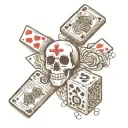 dice, casino, cards, skull, revolver,western tattoo design idea