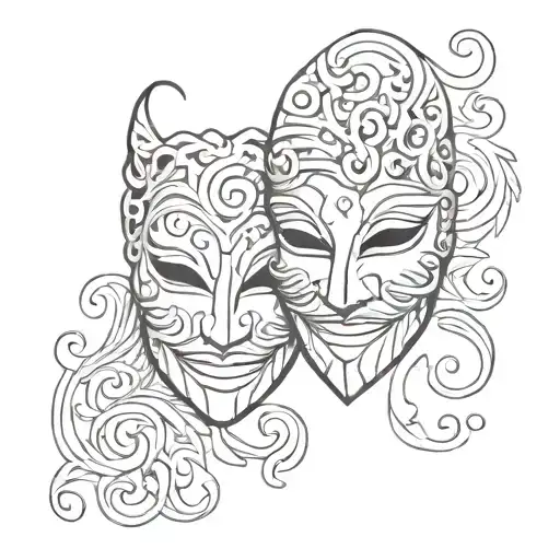Drama mask smiling tattoo design idea
