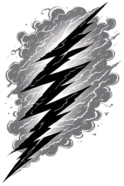 thunder storm lighting bolts tattoo design idea
