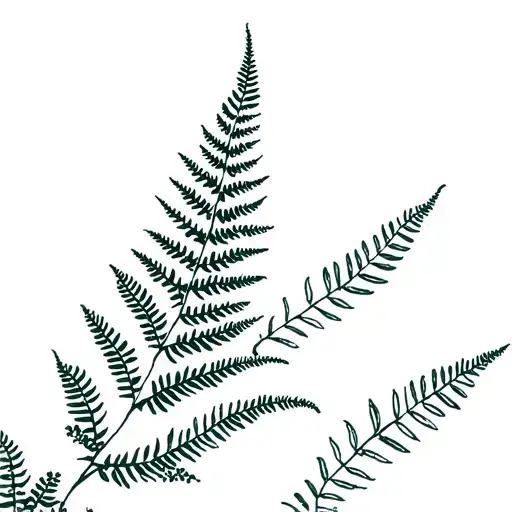 fern leaf and wattle bush tattoo design idea