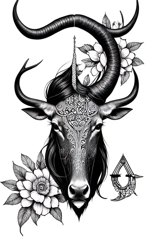 taurus and libra zodiac sign infused  tattoo design idea