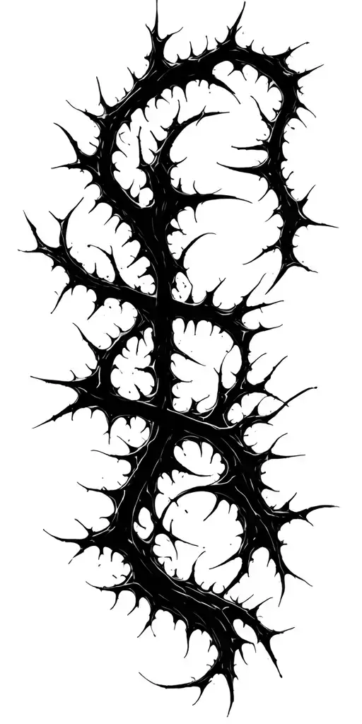 Raw Blackwork Chaotic Bold Strokes Flow Brutalist Dark Abstract Lettering Thorns Expressive Anatomical Horror tattoo design idea