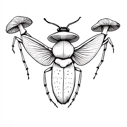 bug and mushrooms  tattoo design idea