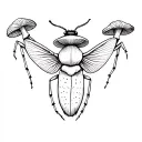 bug and mushrooms  tattoo design idea