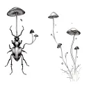 bug and mushrooms  tattoo design idea