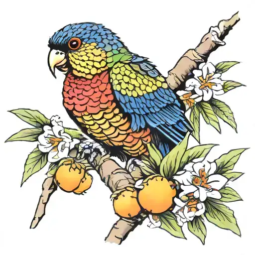 coconut lorikeet tattoo design idea