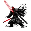 Samurai Darth Maul lightsaber battle tattoo design idea