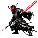 Samurai Darth Maul lightsaber battle tattoo design idea