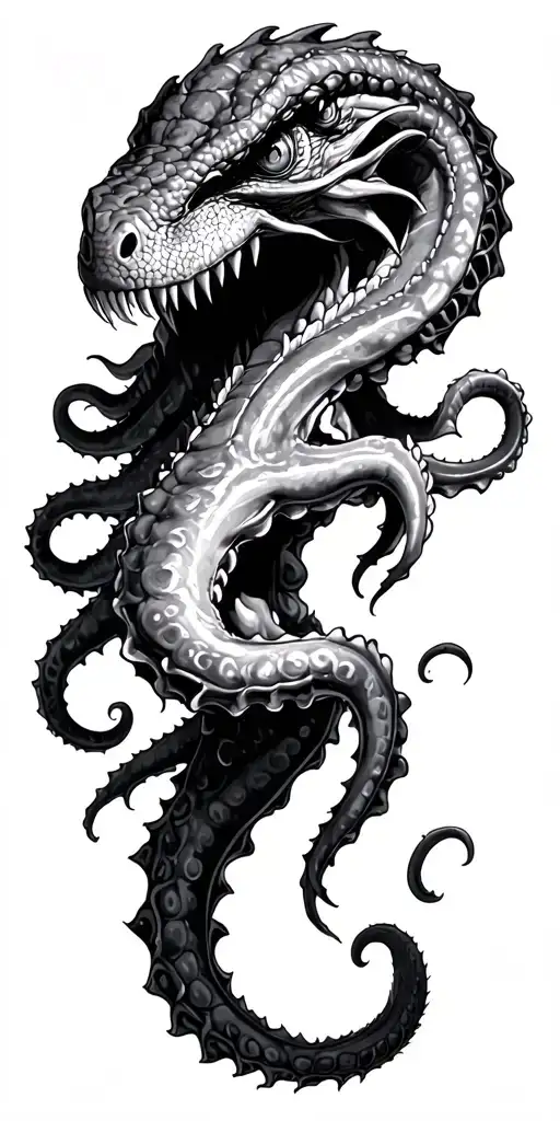 kraken sea monster tattoo design idea
