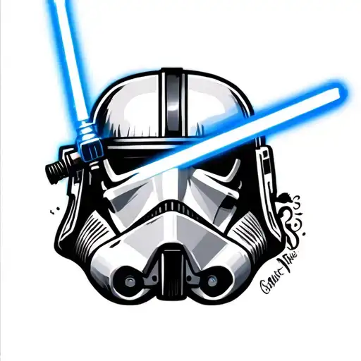 Make a tattoo of the ring from lotr Ezra bridgers first lightsaber in the ring and a clone trooper helmet all in the one tattoo design idea