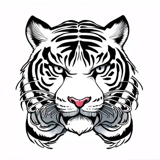 Japanese traditional style sleeve sketch with tiger tattoo design idea